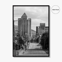 Roanoke Skyline Black and White Fine Art Photo Print, Jefferson Street, Virginia, Wall Decor