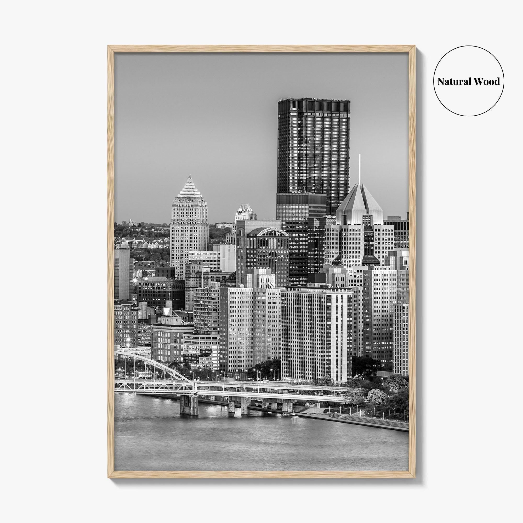 Pittsburgh Skyline Black and White Fine Art Photo Print, Pennsylvania Wall Decor Poster, USA