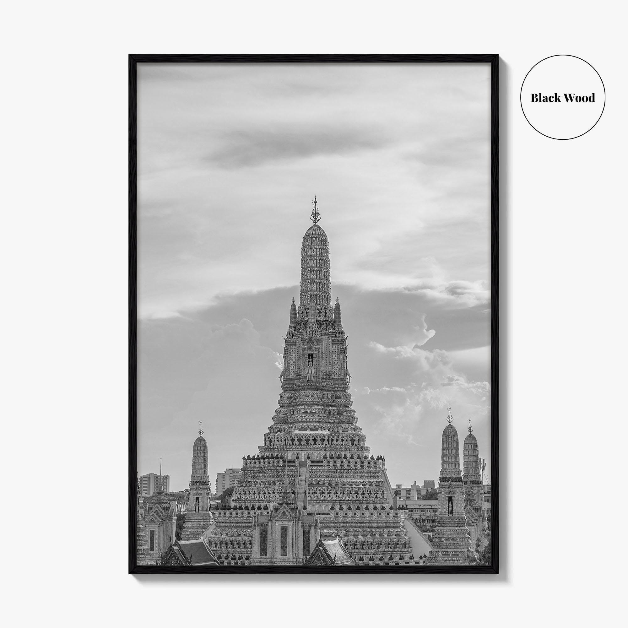 Bangkok Black and White Fine Art Photo Print, Wat Arun Temple Poster, Thailand Poster