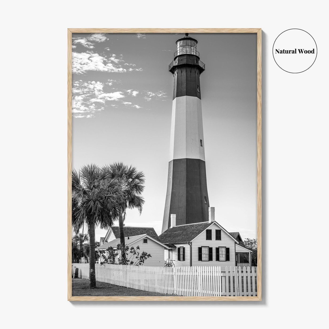 Tybee Island Black and White Fine Art Photo Print, Lighthouse, Georgia, USA Wall Poster