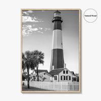 Tybee Island Black and White Fine Art Photo Print, Lighthouse, Georgia, USA Wall Poster