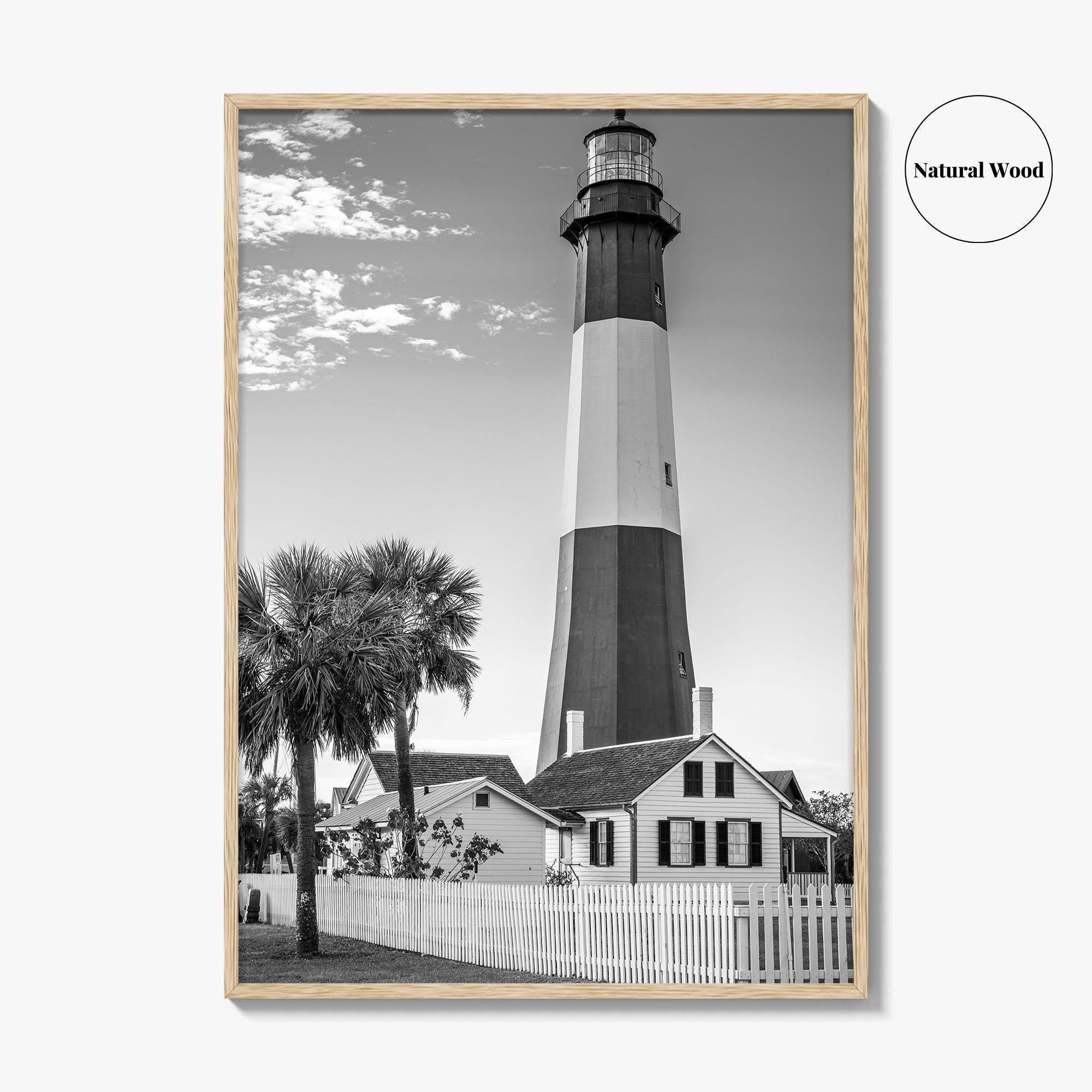 Tybee Island Black and White Fine Art Photo Print, Lighthouse, Georgia, USA Wall Poster