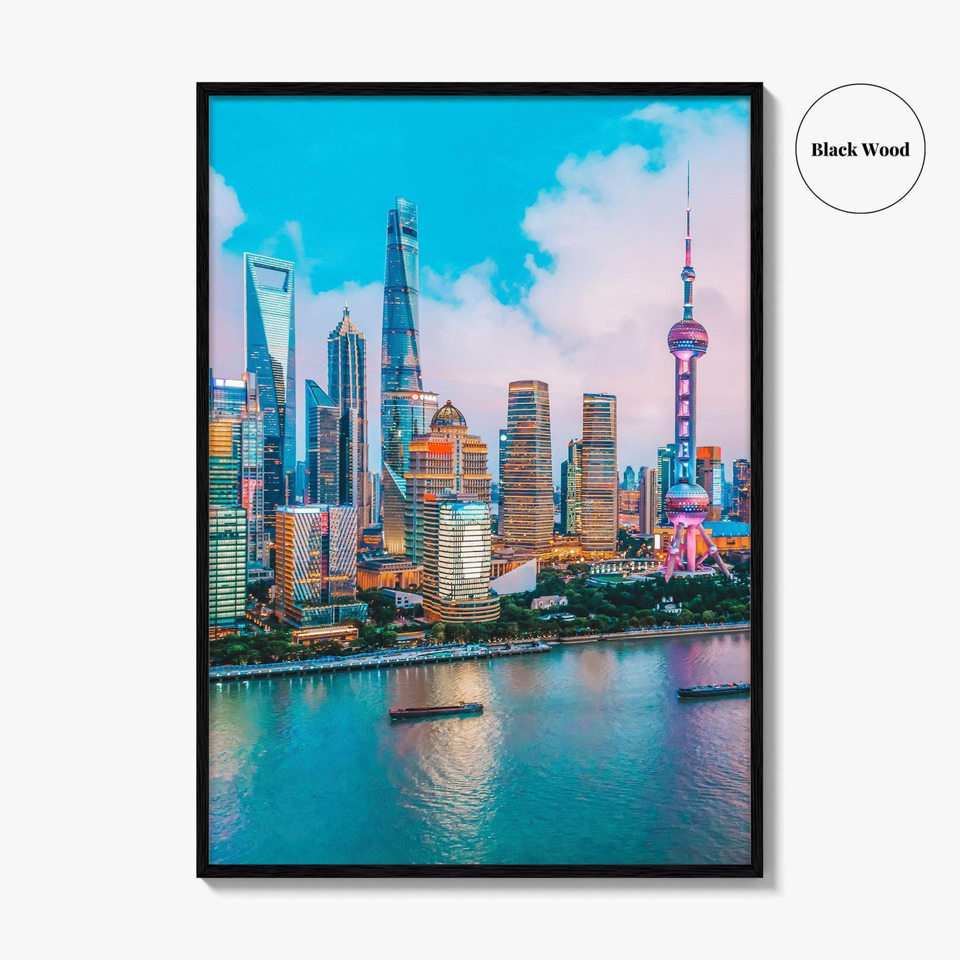 Shanghai Skyline Fine Art Photo Print, Pudong, Aerial Night, China Wall Decor Poster