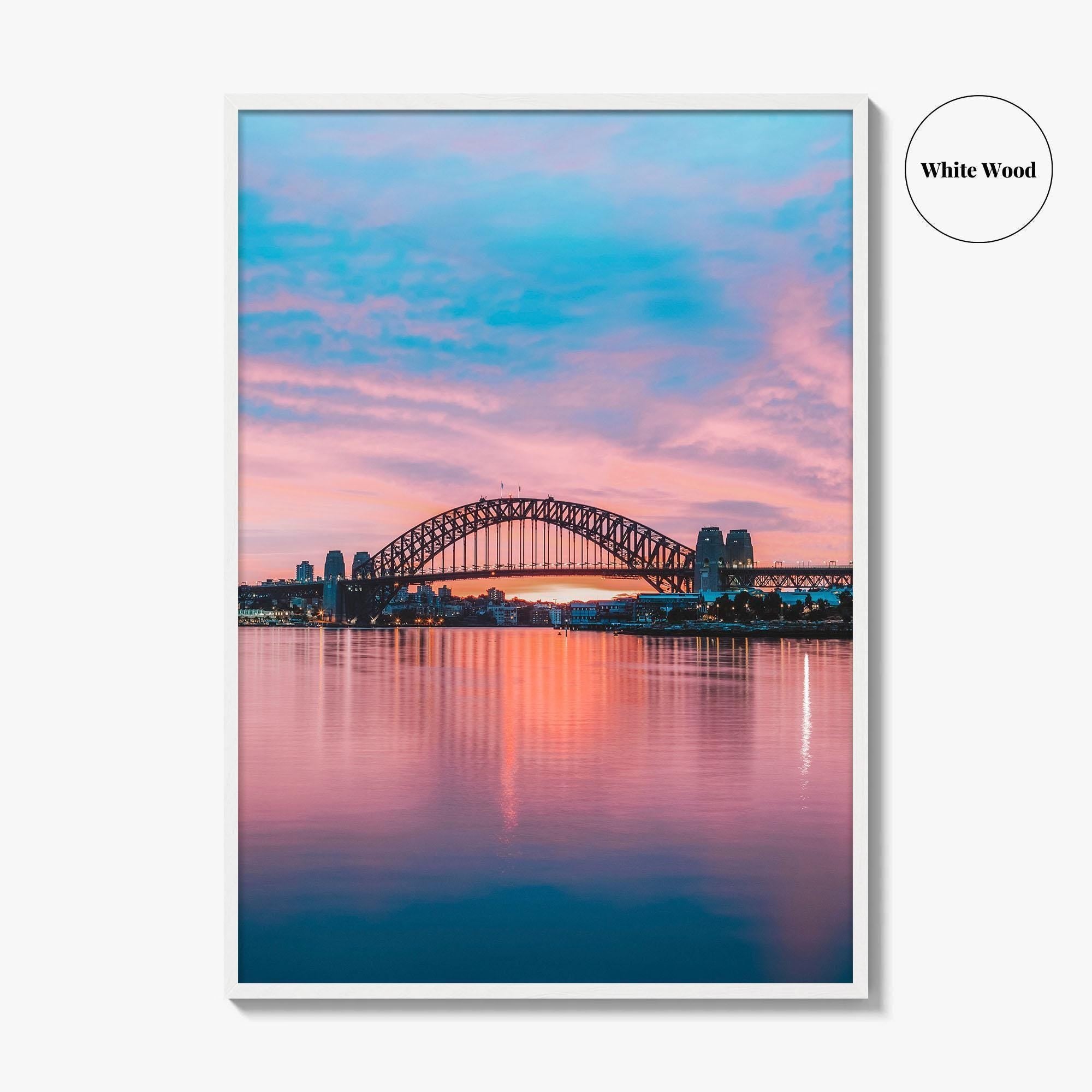Sydney Blue and Purple Fine Art Photo Print, Harbour Bridge Silhouette, Australia Poster