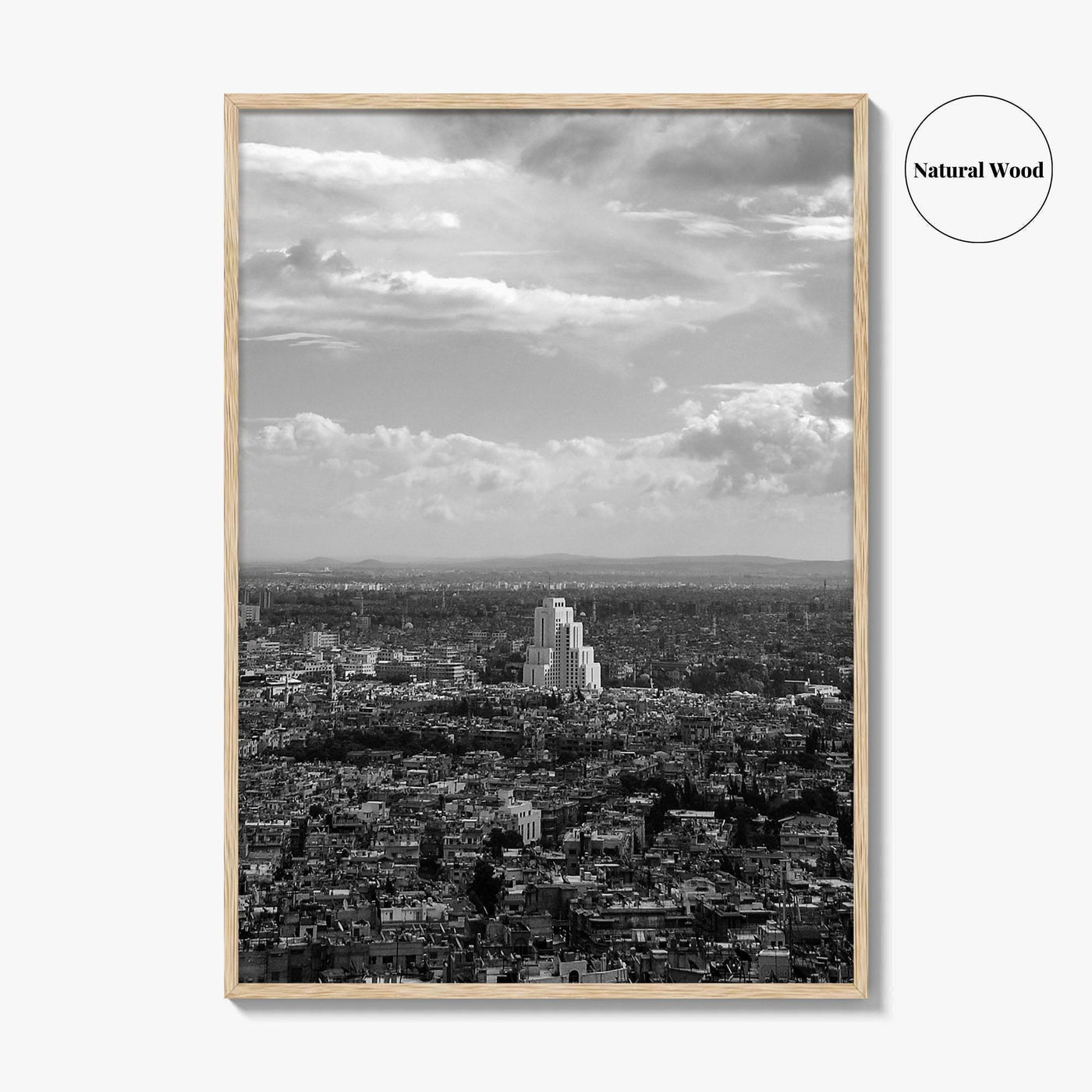 Damascus Skyline Black and White Fine Art Photo Print, Mount Qasioun View, Syria Poster
