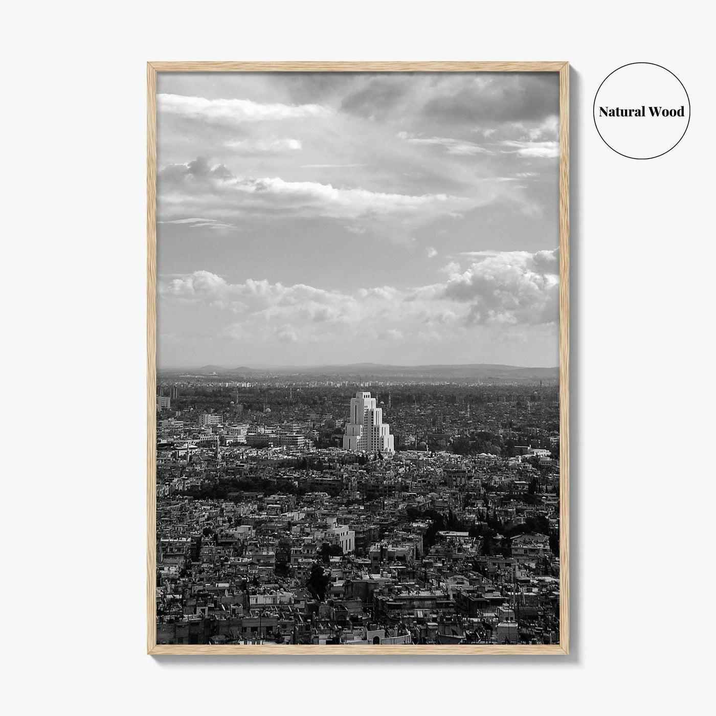 Damascus Skyline Black and White Fine Art Photo Print, Mount Qasioun View, Syria Poster