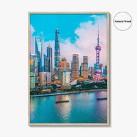 Shanghai Skyline Fine Art Photo Print, Pudong, Aerial Night, China Wall Decor Poster