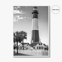 Tybee Island Black and White Fine Art Photo Print, Lighthouse, Georgia, USA Wall Poster