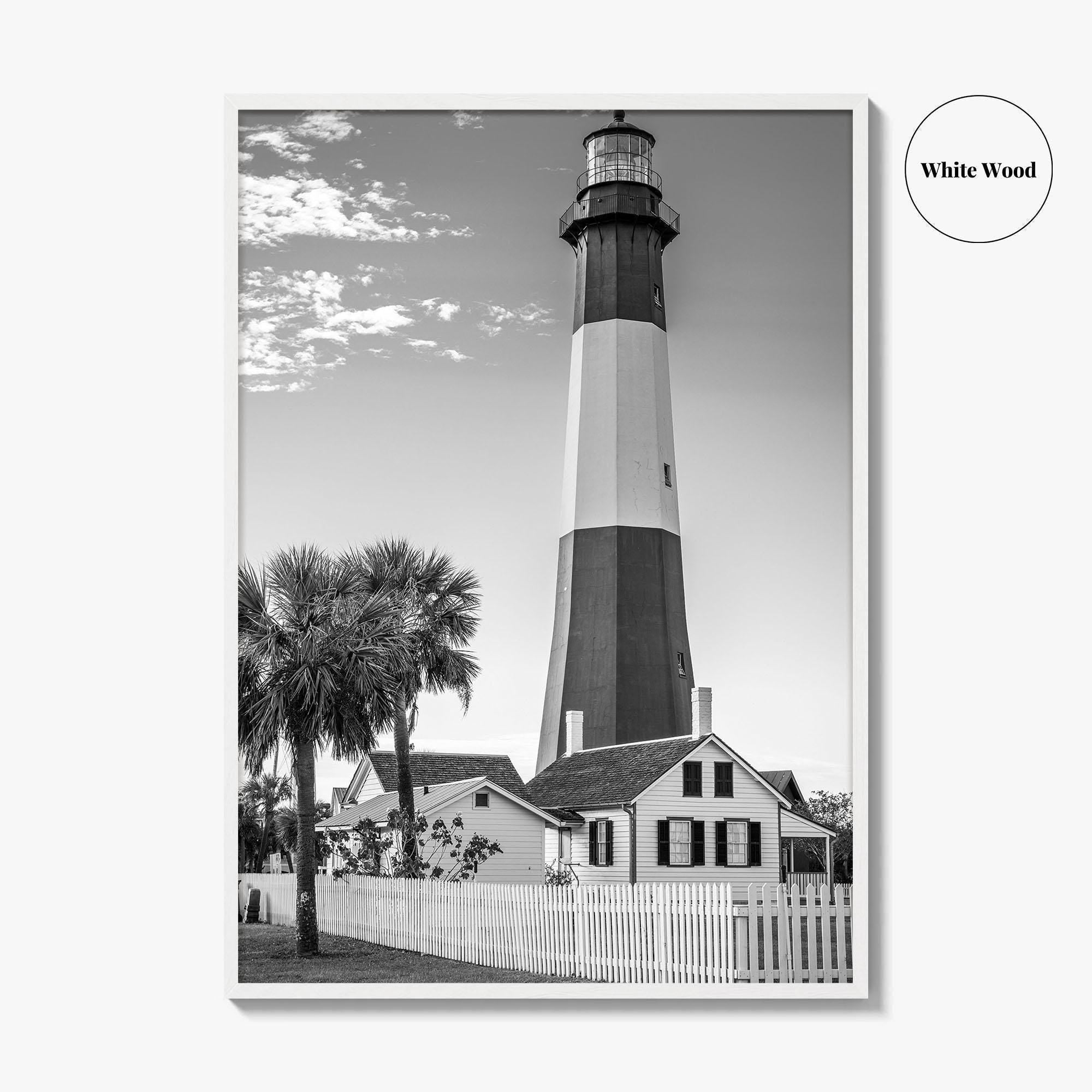 Tybee Island Black and White Fine Art Photo Print, Lighthouse, Georgia, USA Wall Poster