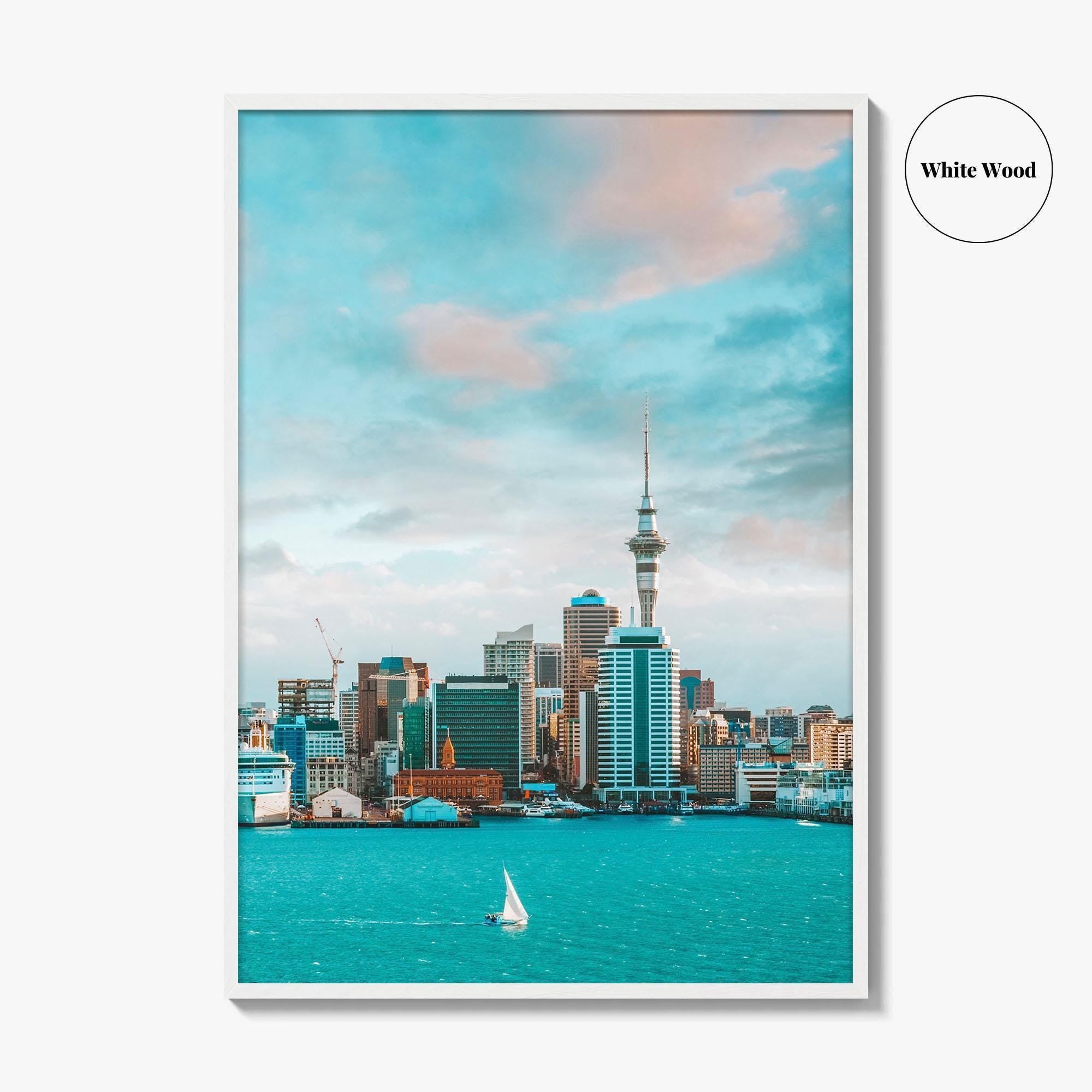 Auckland Skyline Fine Art Photo Print, New Zealand Wall Decor Poster, Harbour