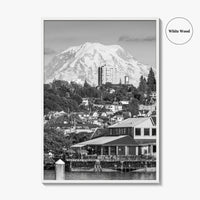 Tacoma Black and White Fine Art Photo Print, Mount Rainier, Washington State Poster