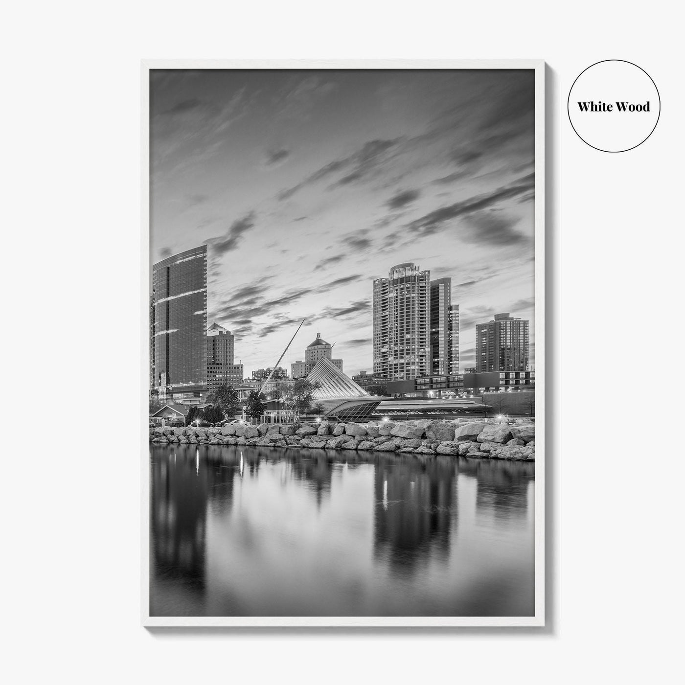 Milwaukee Skyline Black and White Fine Art Photo Print, Wisconsin, USA, Lake Michigan, Poster