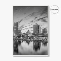 Milwaukee Skyline Black and White Fine Art Photo Print, Wisconsin, USA, Lake Michigan, Poster