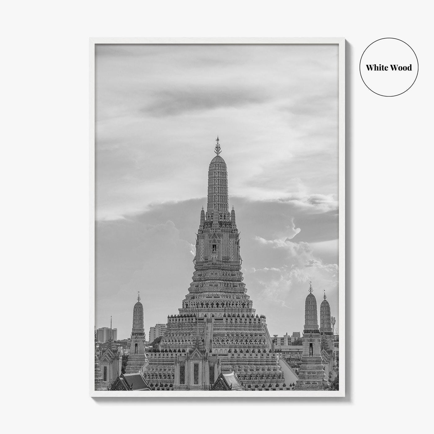 Bangkok Black and White Fine Art Photo Print, Wat Arun Temple Poster, Thailand Poster