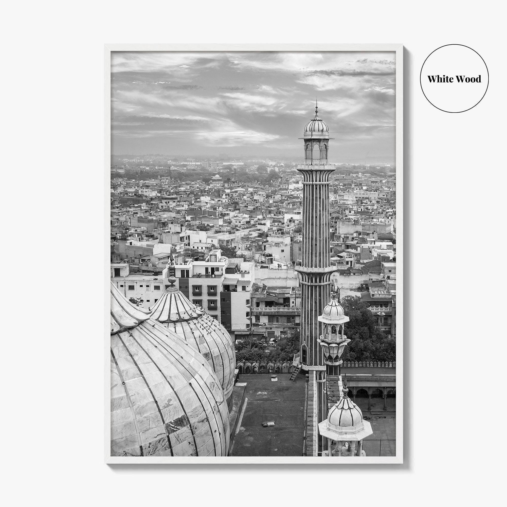 Delhi Black and White Fine Art Photo Print, Jama Masjid India Poster