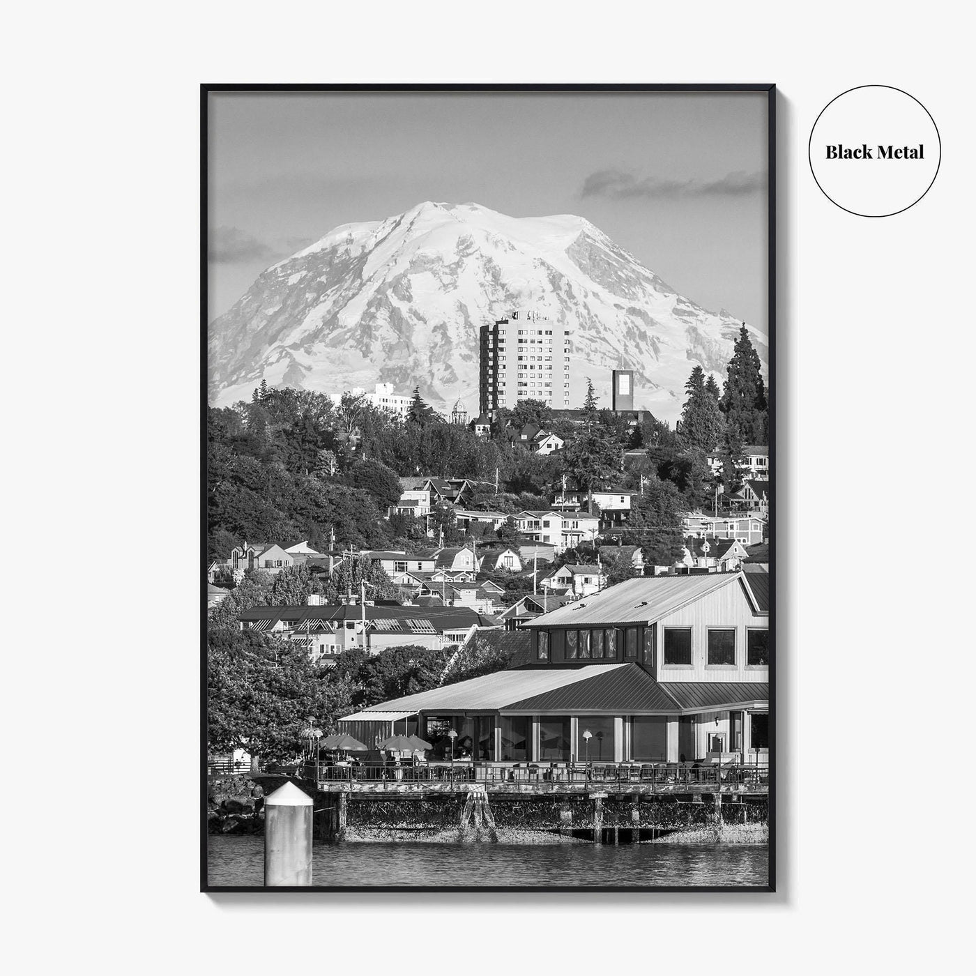 Tacoma Black and White Fine Art Photo Print, Mount Rainier, Washington State Poster
