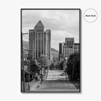 Roanoke Skyline Black and White Fine Art Photo Print, Jefferson Street, Virginia, Wall Decor