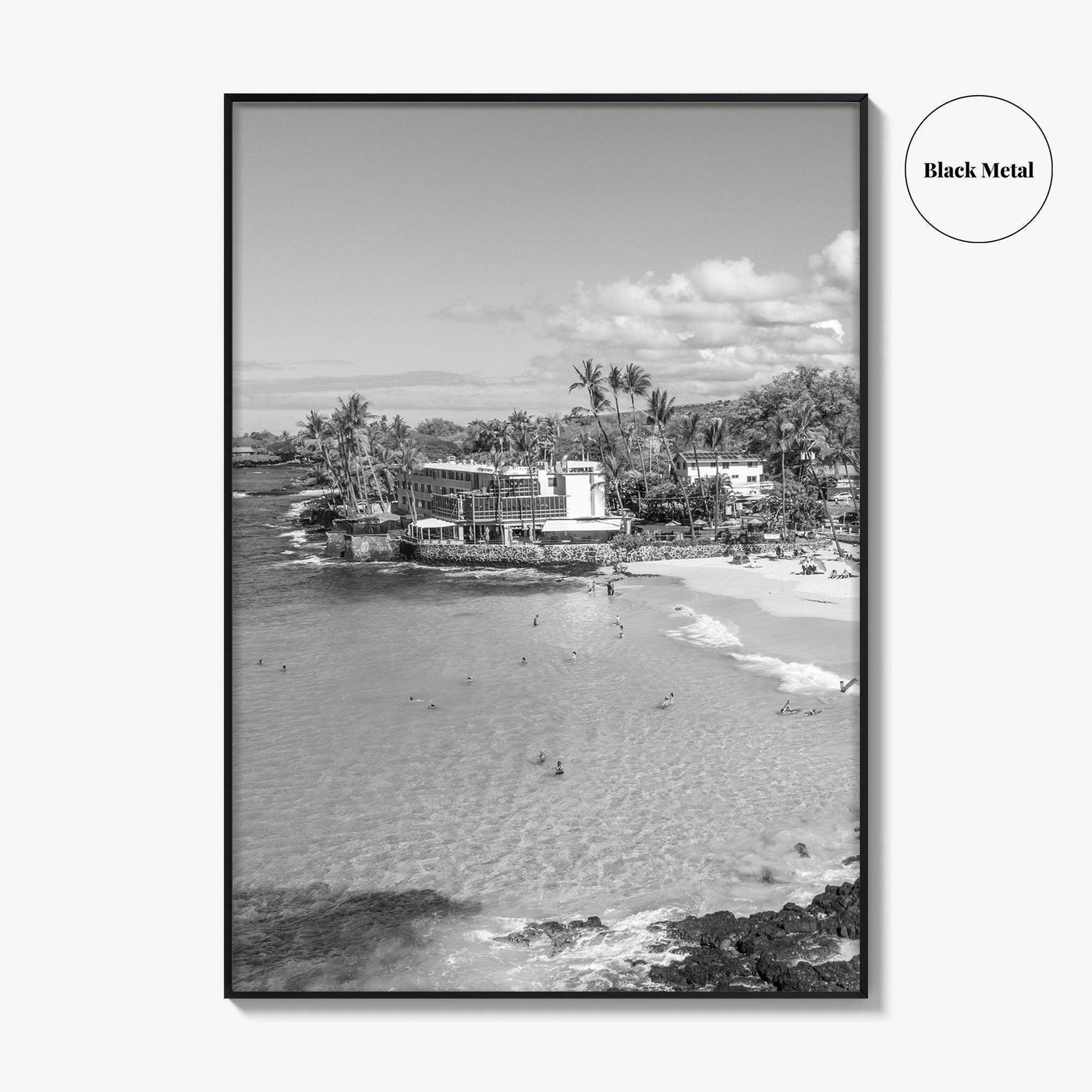 Kailua Kona Black and White Fine Art Photo Print, Magic Sands Beach, Hawaii Poster
