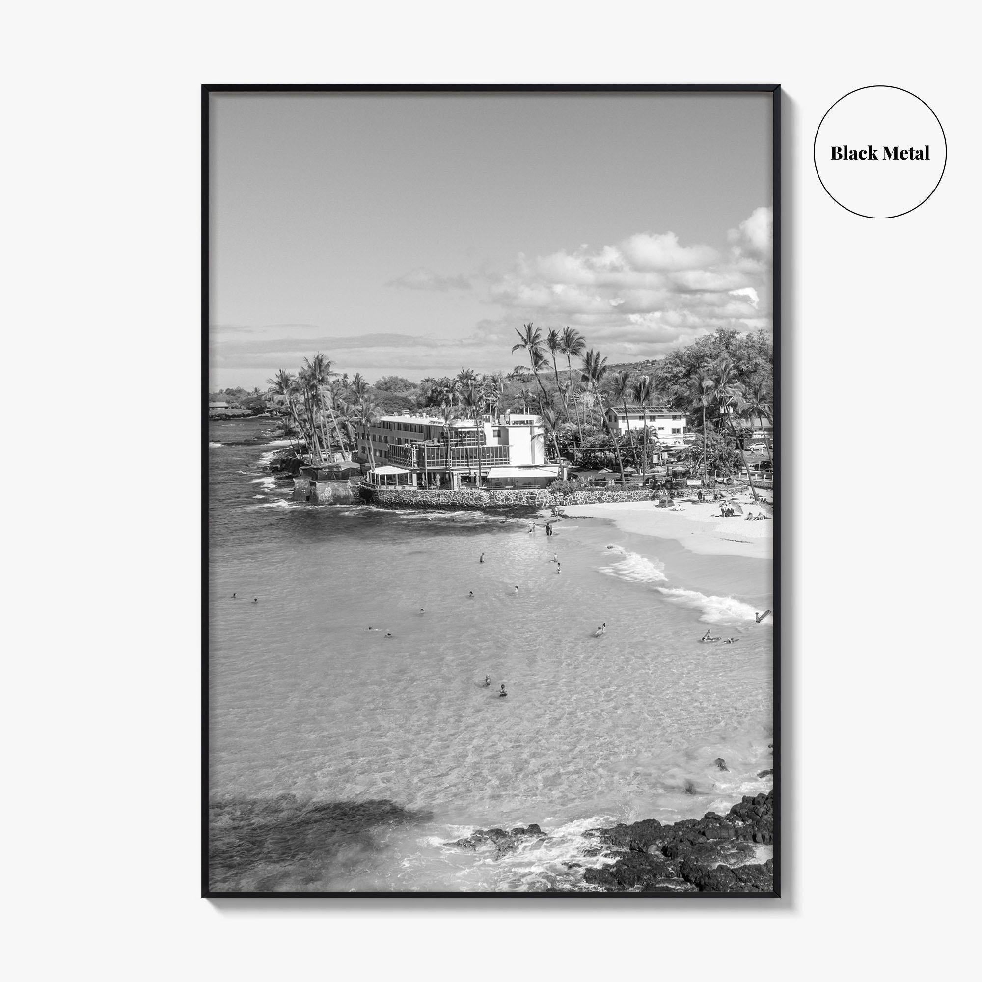 Kailua Kona Black and White Fine Art Photo Print, Magic Sands Beach, Hawaii Poster