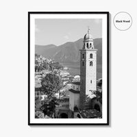 Lugano Black and White Fine Art Photo Print, Old Town, Ticino, Switzerland, Wall Decor