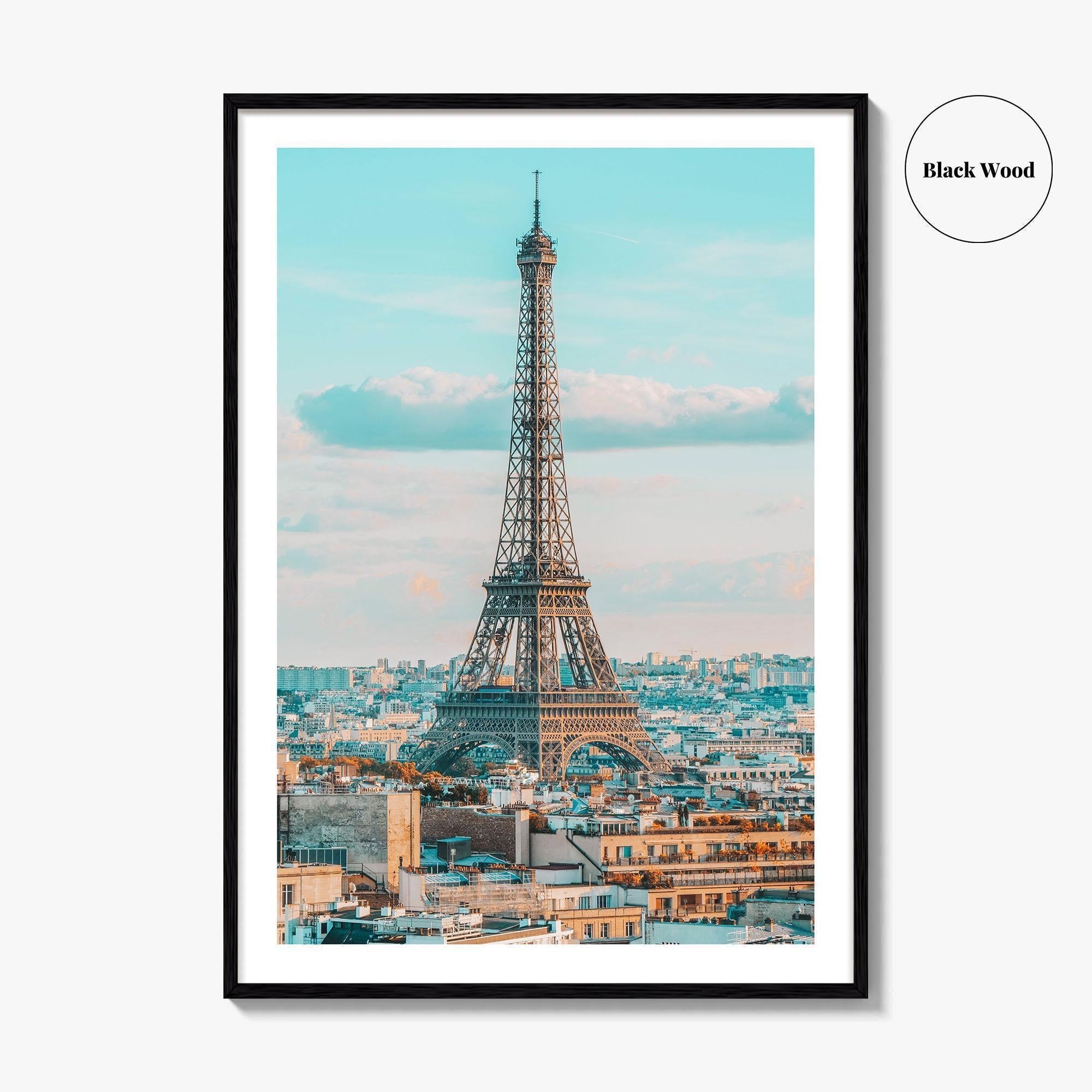 Paris Fine Art Photo Print, Eiffel Tower Rooftops, France, Wall Poster