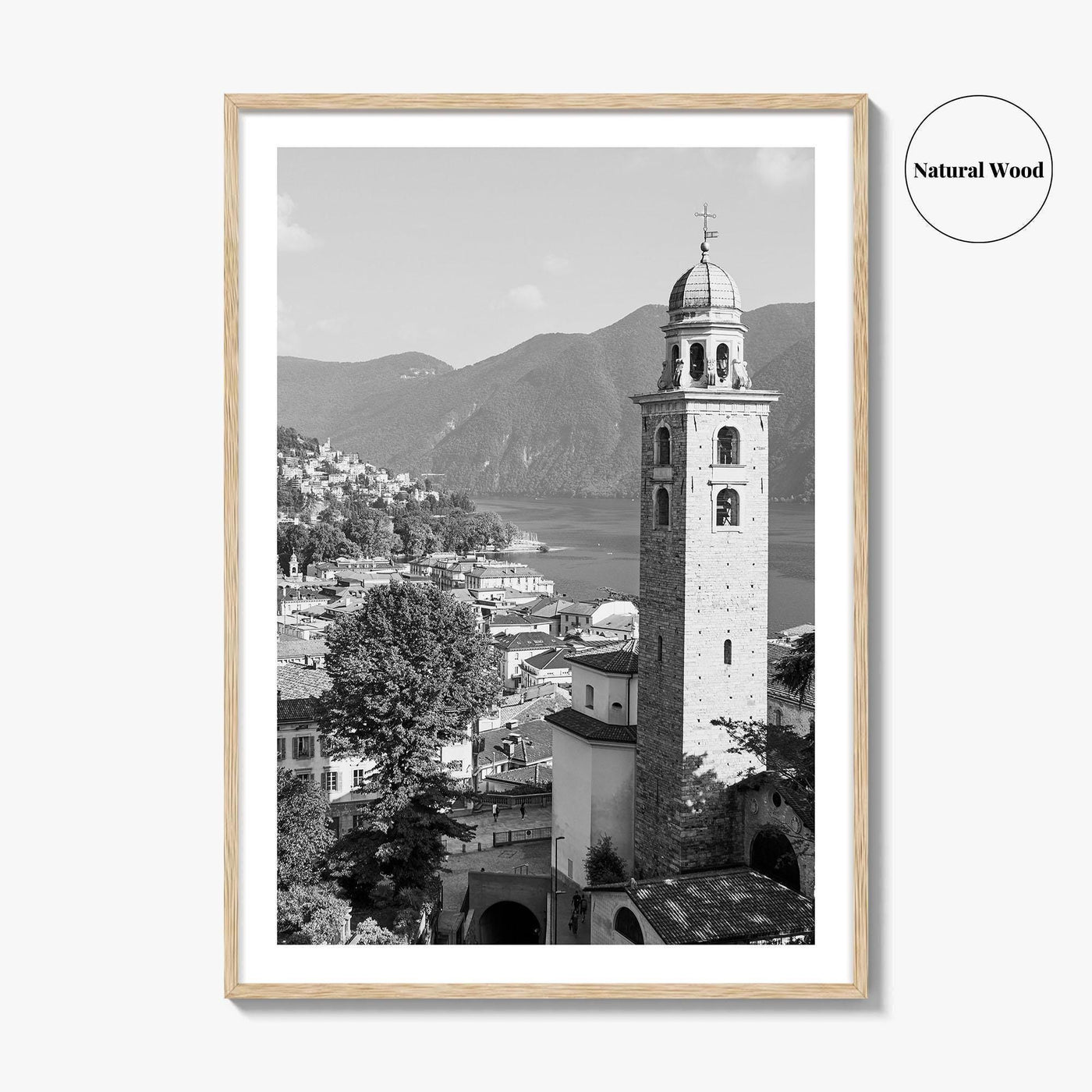 Lugano Black and White Fine Art Photo Print, Old Town, Ticino, Switzerland, Wall Decor