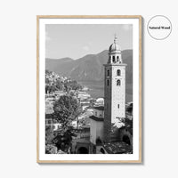 Lugano Black and White Fine Art Photo Print, Old Town, Ticino, Switzerland, Wall Decor