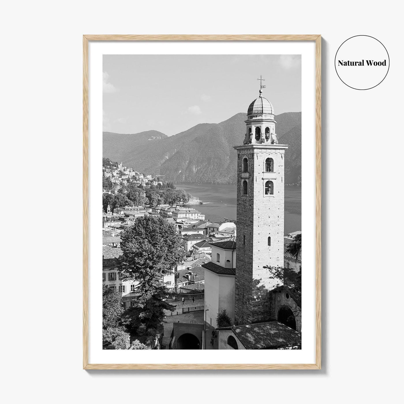 Lugano Black and White Fine Art Photo Print, Old Town, Ticino, Switzerland, Wall Decor
