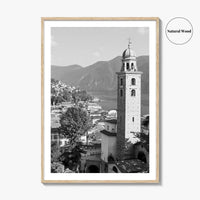 Lugano Black and White Fine Art Photo Print, Old Town, Ticino, Switzerland, Wall Decor