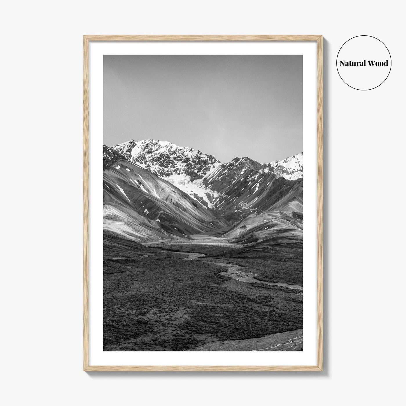 Denali National Park Black and White Fine Art Photo Print, Alaska, USA Poster