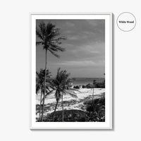 Barbados Black and White Fine Art Photo Print, Caribbean Beach Landscape Poster