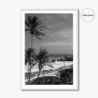 Barbados Black and White Fine Art Photo Print, Caribbean Beach Landscape Poster