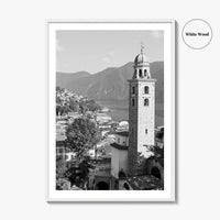 Lugano Black and White Fine Art Photo Print, Old Town, Ticino, Switzerland, Wall Decor