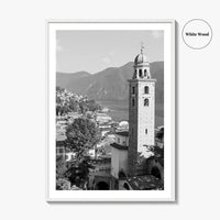 Lugano Black and White Fine Art Photo Print, Old Town, Ticino, Switzerland, Wall Decor