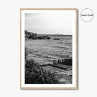 Yamba Black and White Fine Art Photo Print, Ocean Pool, NSW Australia Poster