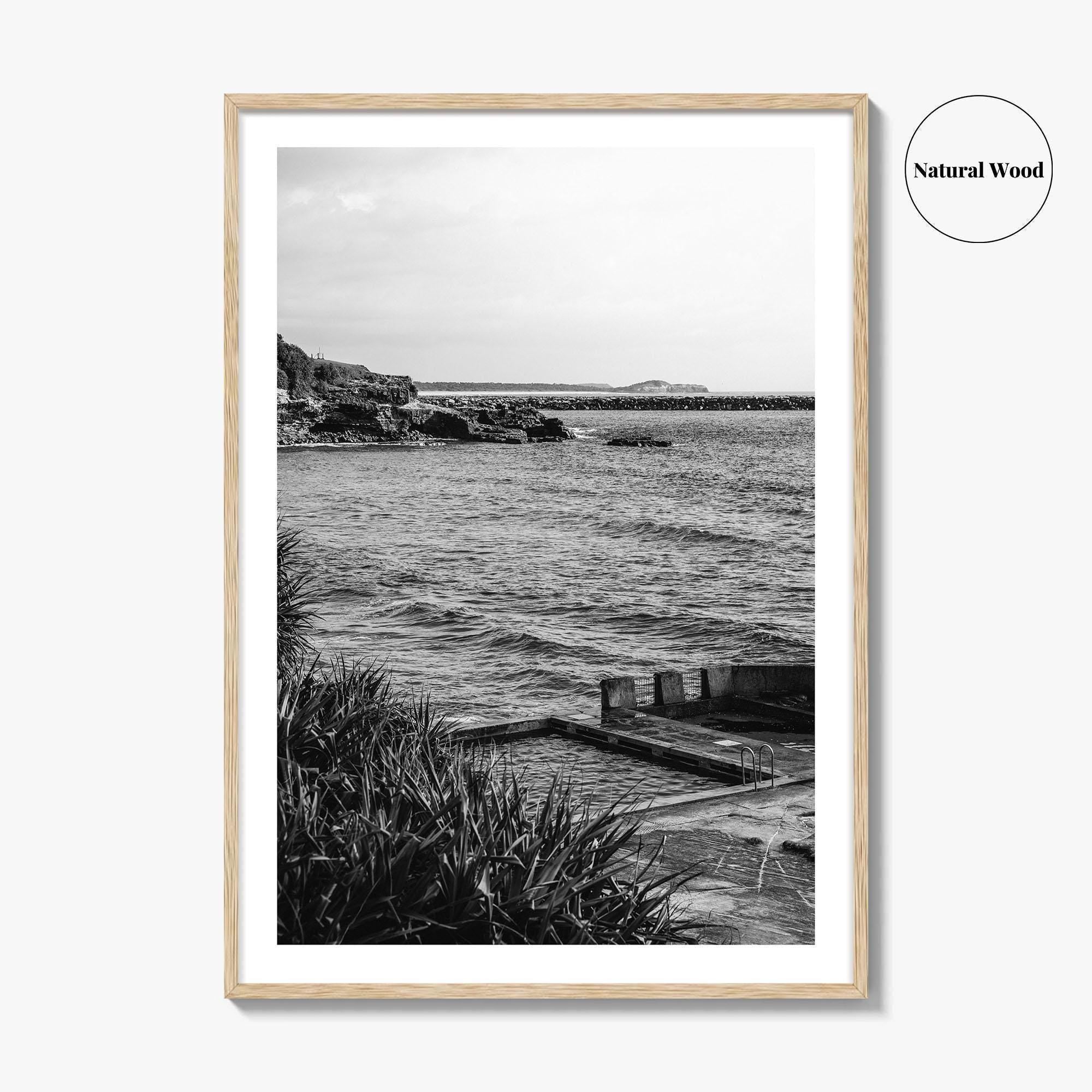 Yamba Black and White Fine Art Photo Print, Ocean Pool, NSW Australia Poster