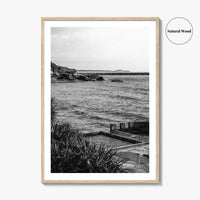 Yamba Black and White Fine Art Photo Print, Ocean Pool, NSW Australia Poster