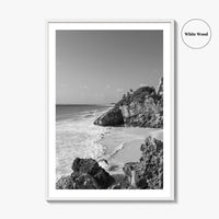 Tulum Black and White Fine Art Photo Print, Maya Ruins Quintana Roo Mexico Poster