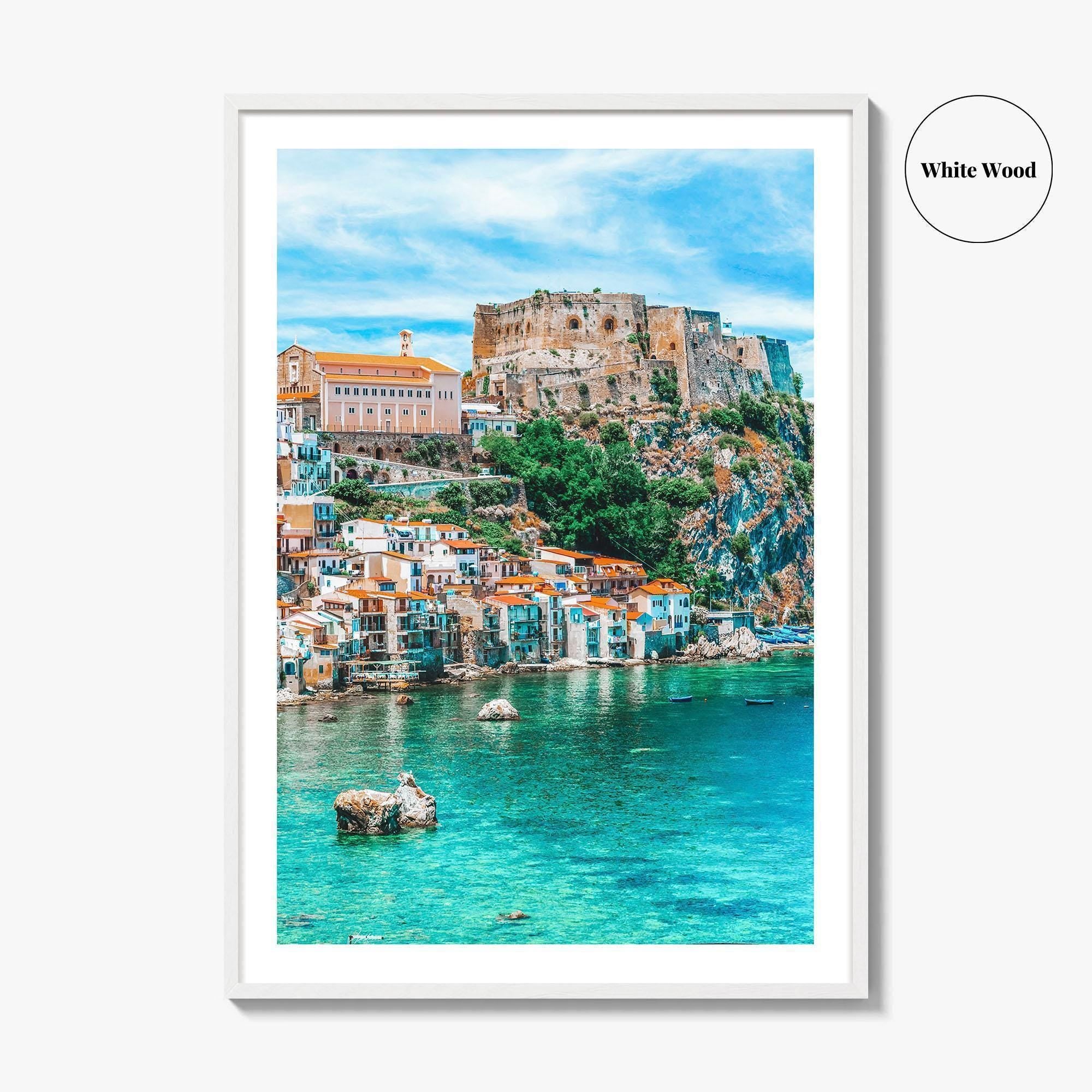 Calabria Fine Art Photo Print, Scilla Italy Wall Poster, Medieval Castle
