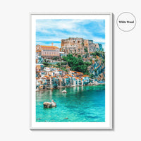 Calabria Fine Art Photo Print, Scilla Italy Wall Poster, Medieval Castle