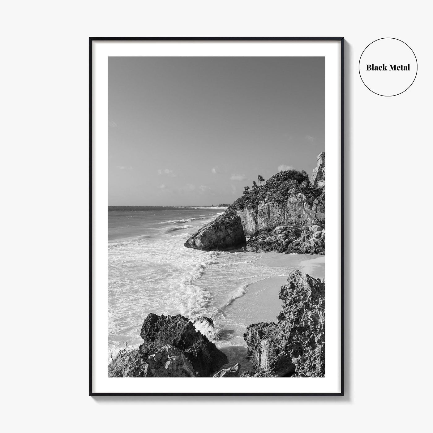 Tulum Black and White Fine Art Photo Print, Maya Ruins Quintana Roo Mexico Poster
