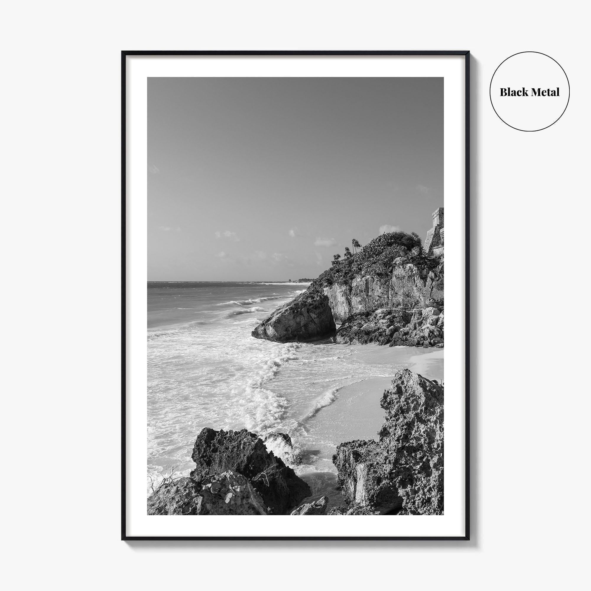 Tulum Black and White Fine Art Photo Print, Maya Ruins Quintana Roo Mexico Poster