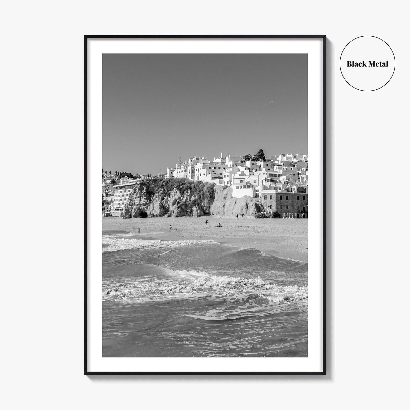 Albufeira Black and White Fine Art Photo Print, Algarve Portugal, Beach Wall Decor Poster