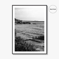 Yamba Black and White Fine Art Photo Print, Ocean Pool, NSW Australia Poster