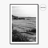 Yamba Black and White Fine Art Photo Print, Ocean Pool, NSW Australia Poster