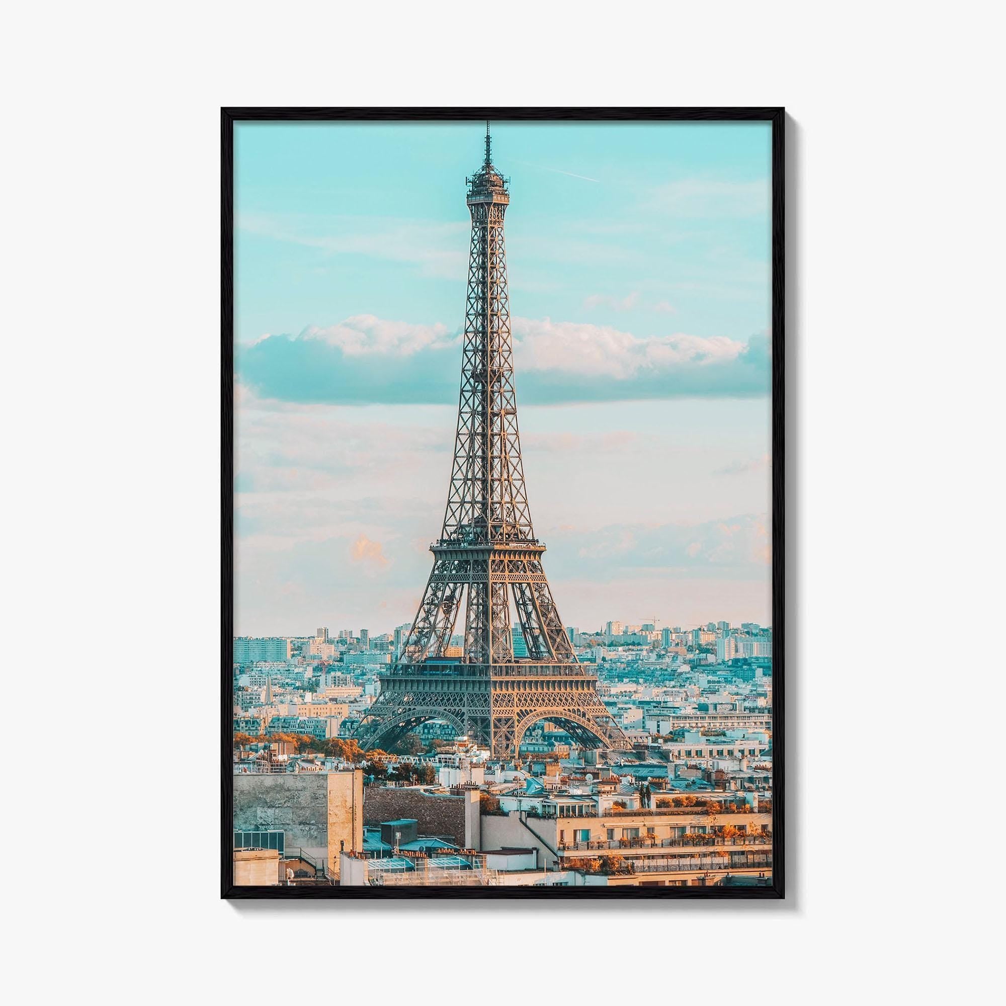 Paris Fine Art Photo Print, Eiffel Tower Rooftops, France, Wall Poster
