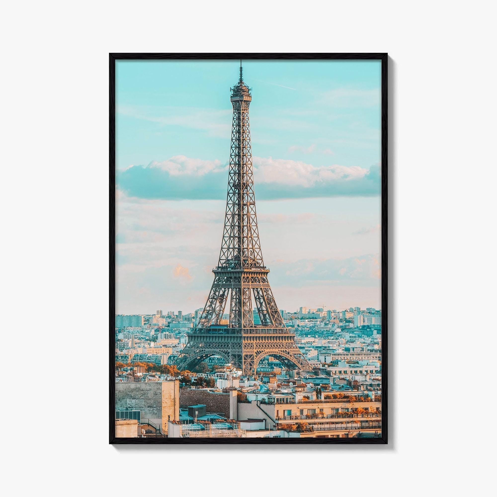 Paris Fine Art Photo Print, Eiffel Tower Rooftops, France, Wall Poster