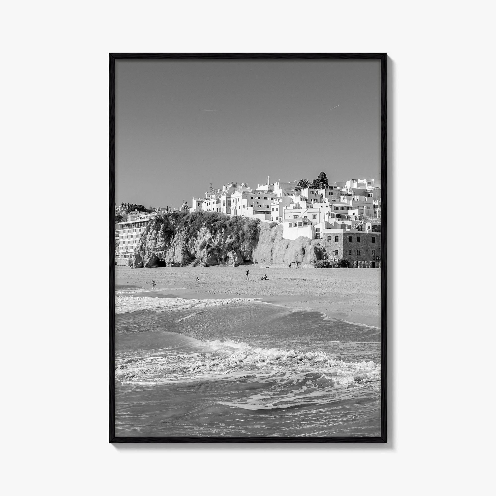 Albufeira Black and White Fine Art Photo Print, Algarve Portugal, Beach Wall Decor Poster