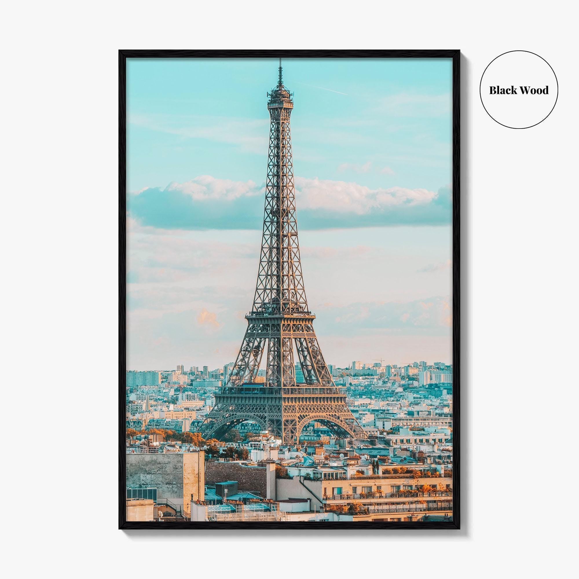Paris Fine Art Photo Print, Eiffel Tower Rooftops, France, Wall Poster