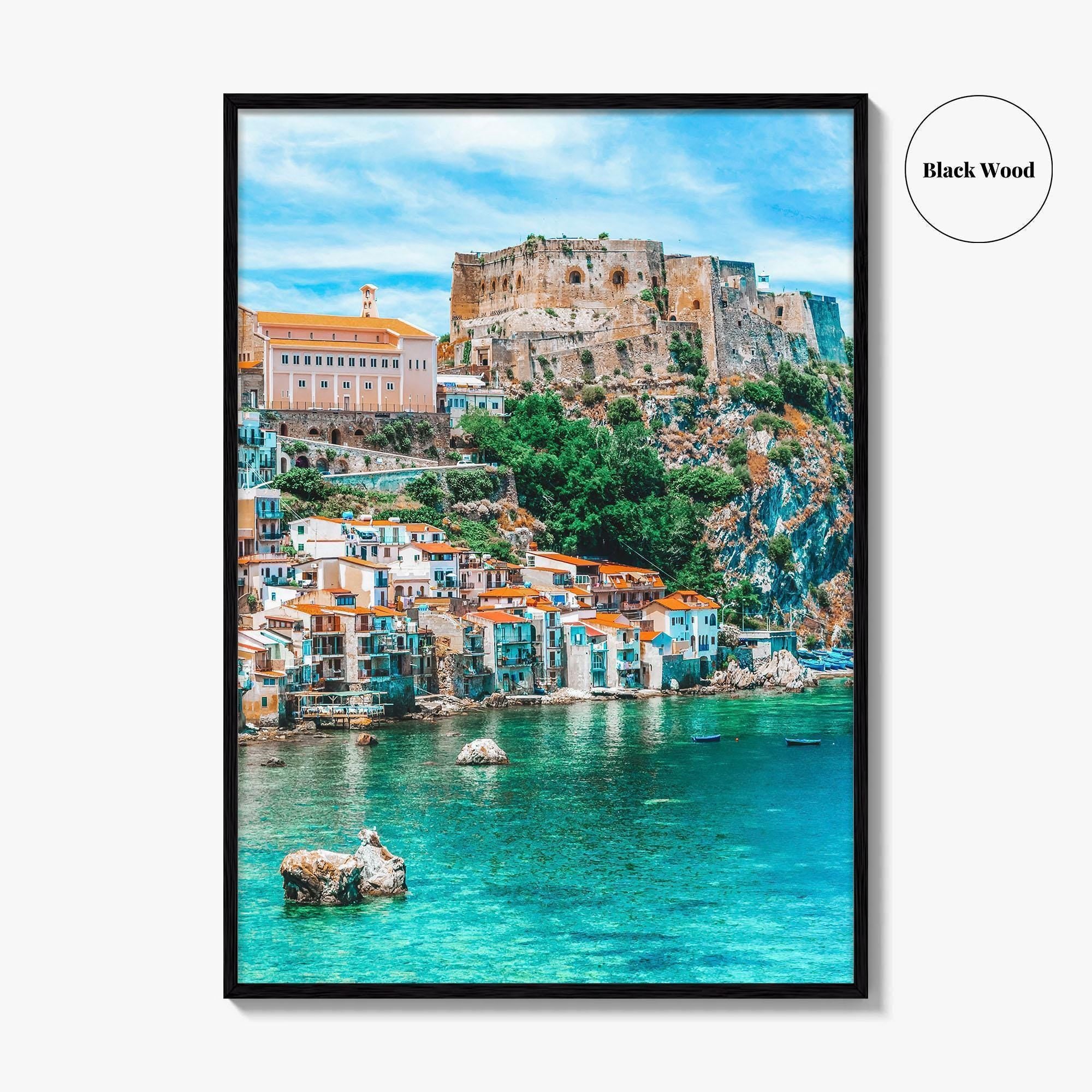 Calabria Fine Art Photo Print, Scilla Italy Wall Poster, Medieval Castle